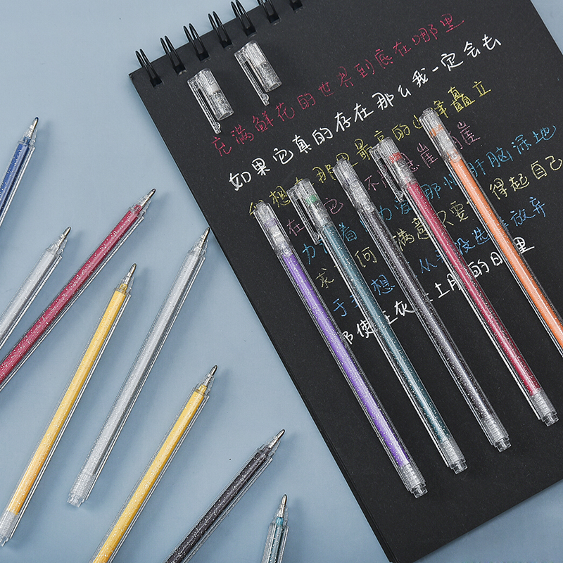 Flash gel color neutral pen magic color two-color shiny，