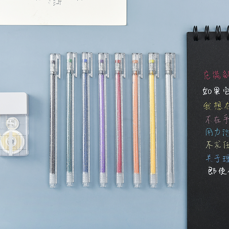 Flash gel color neutral pen magic color two-color shiny，