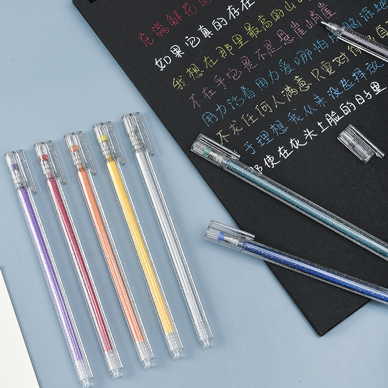 Flash gel color neutral pen magic color two-color shiny，