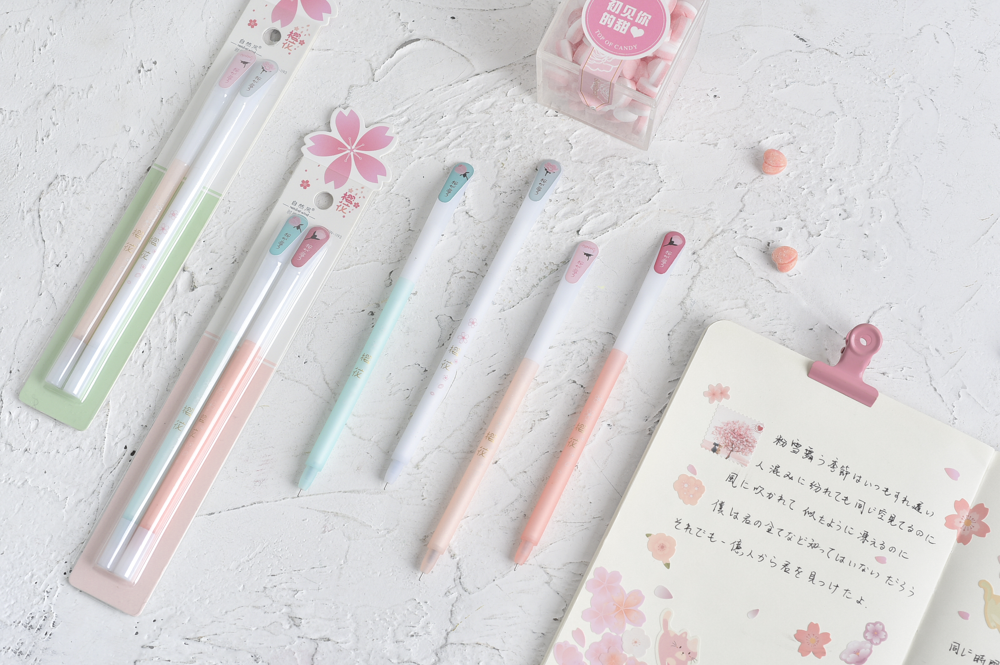 Cherry drop plastic pen cute student pen，