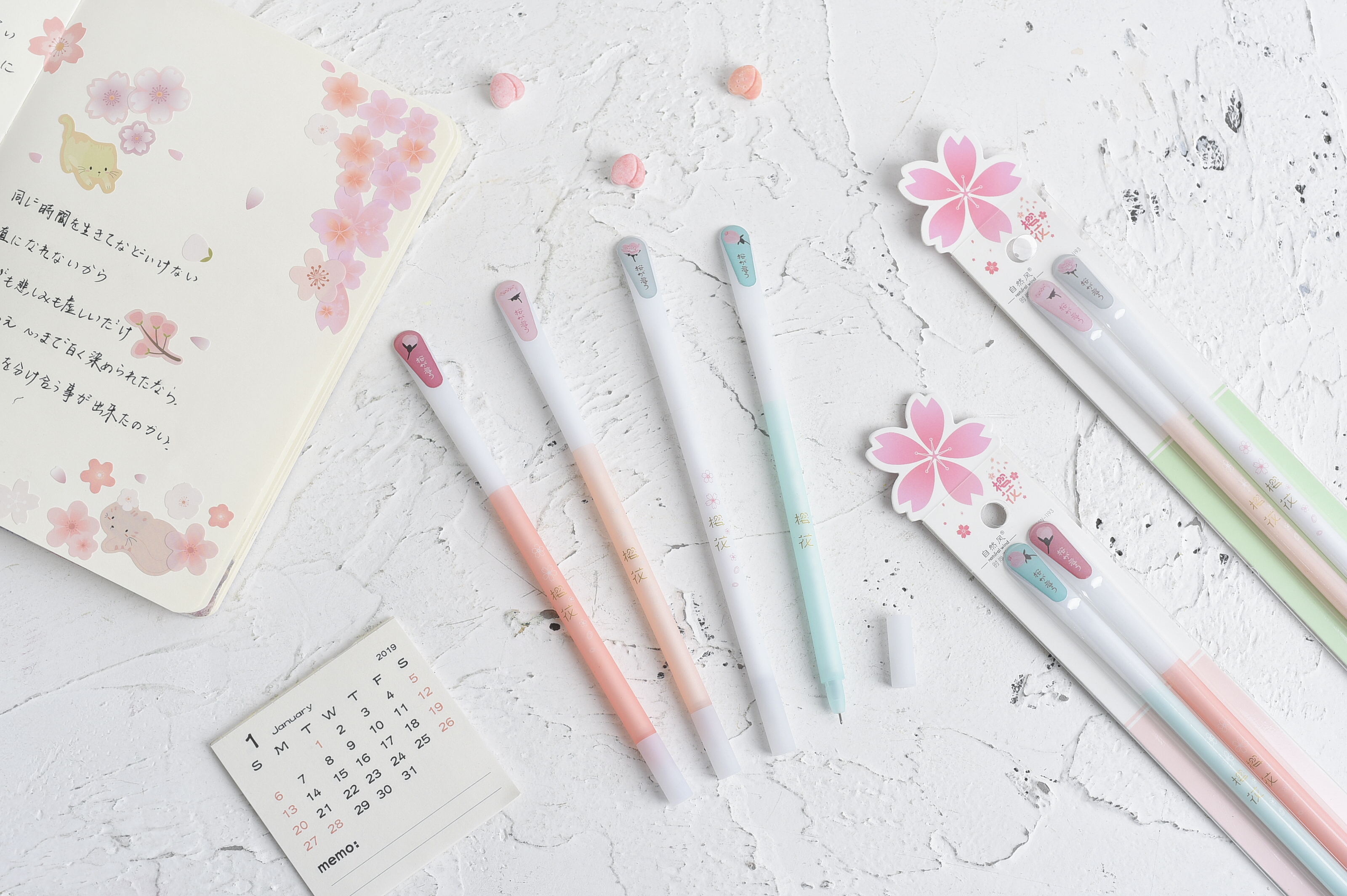 Cherry drop plastic pen cute student pen，