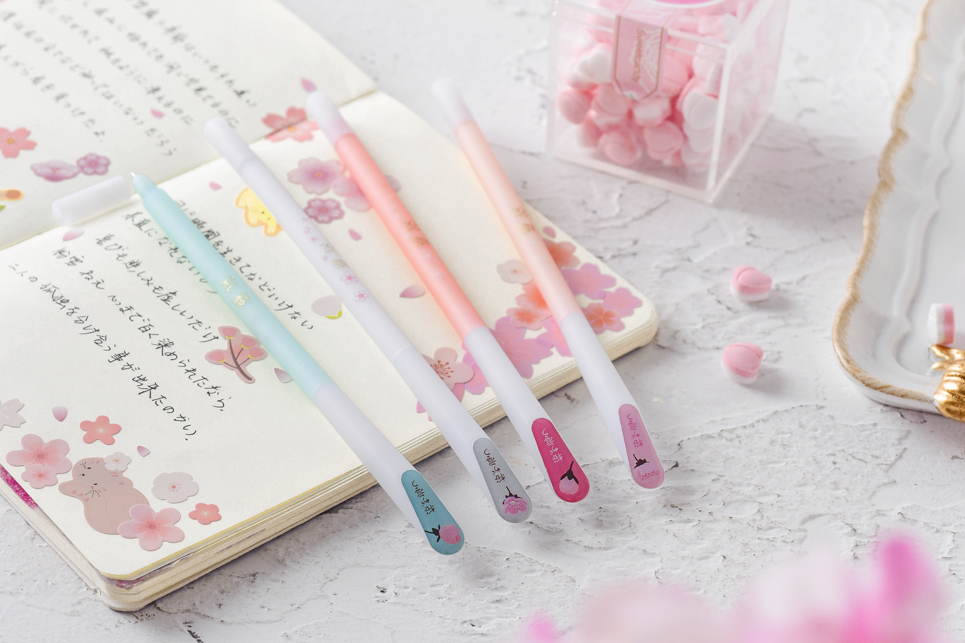 Cherry drop plastic pen cute student pen，