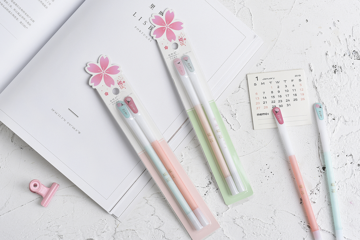 樱花滴塑笔可爱学生笔，
