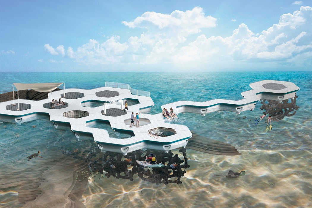 public space ，ecology，Modular Island，Rendering，