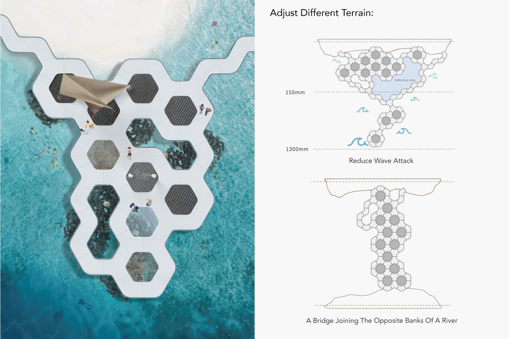public space ，ecology，Modular Island，Rendering，