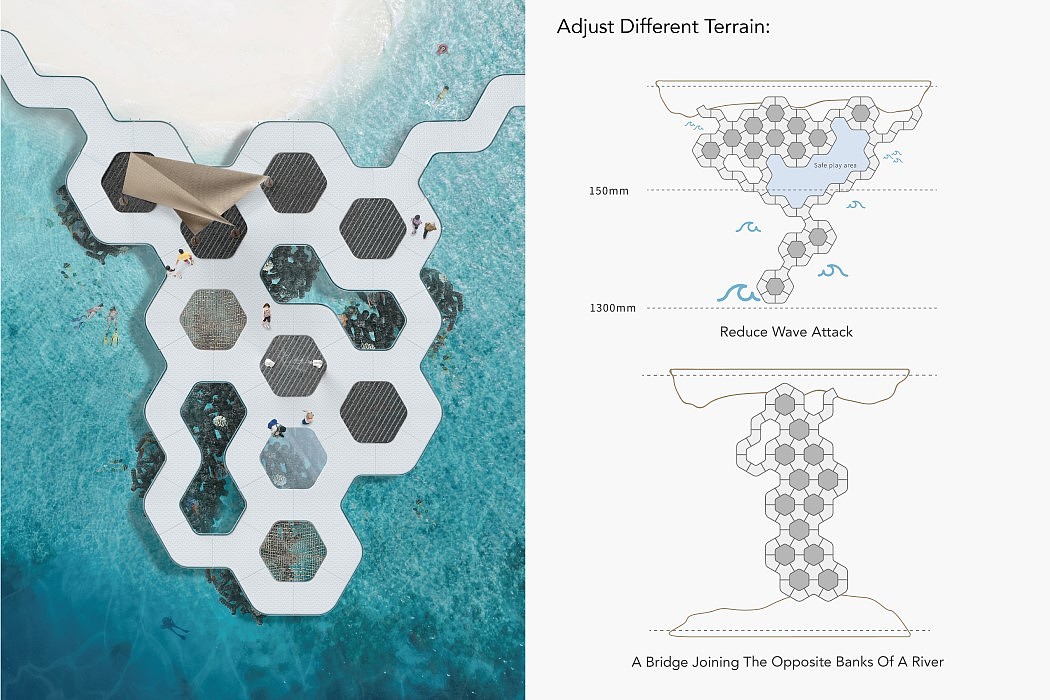 public space ，ecology，Modular Island，Rendering，