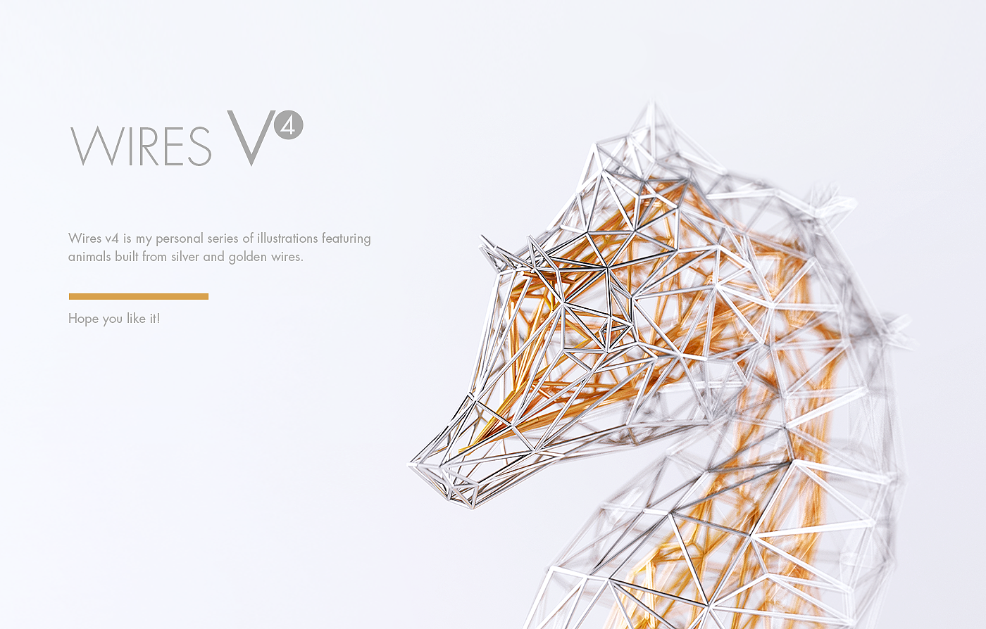 wire，Sculpture，gold and silver，line，animal，
