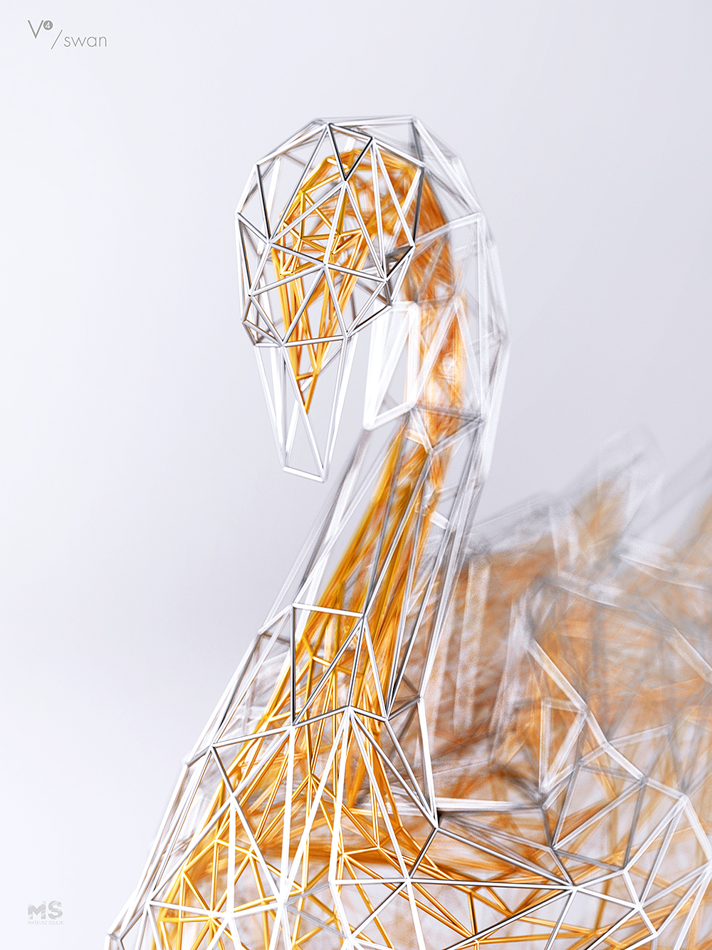 wire，Sculpture，gold and silver，line，animal，