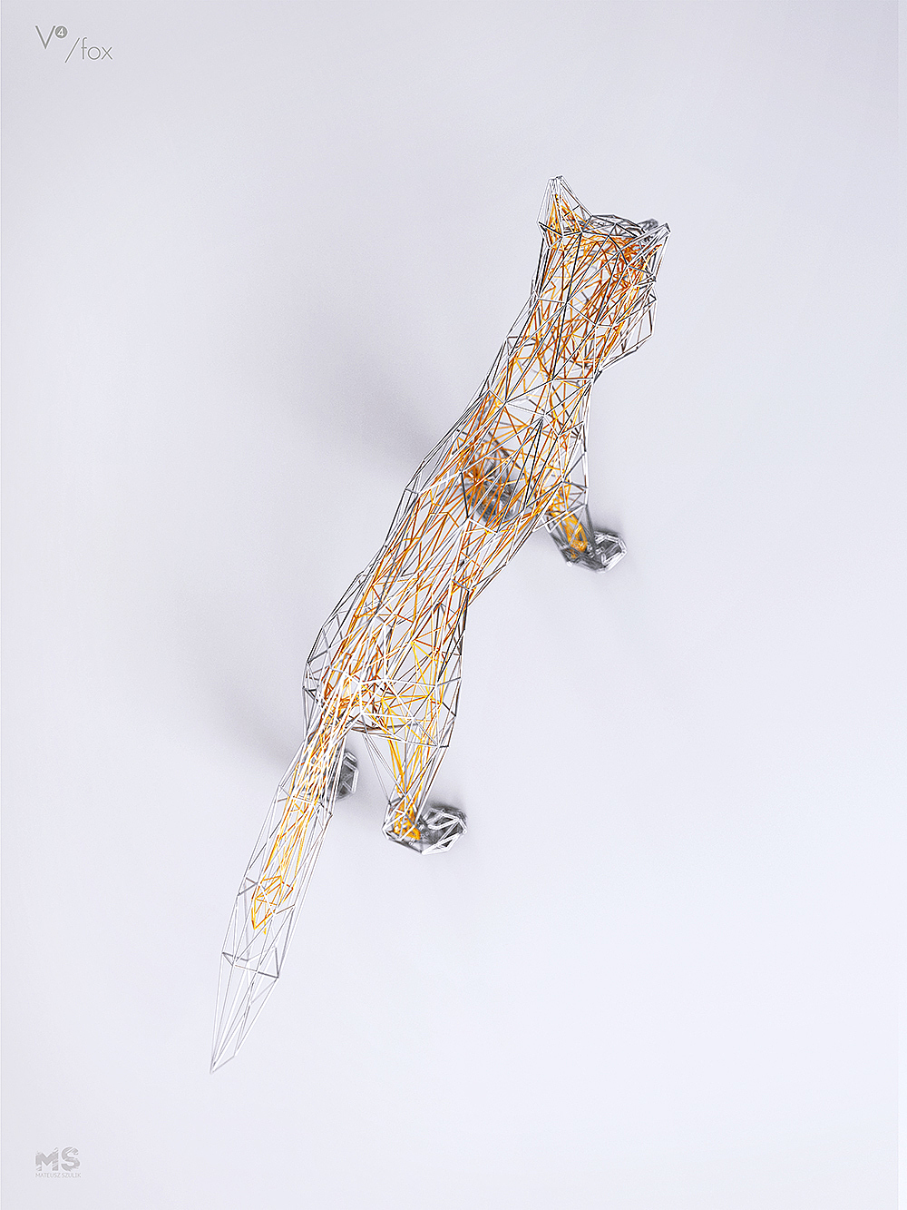 wire，Sculpture，gold and silver，line，animal，