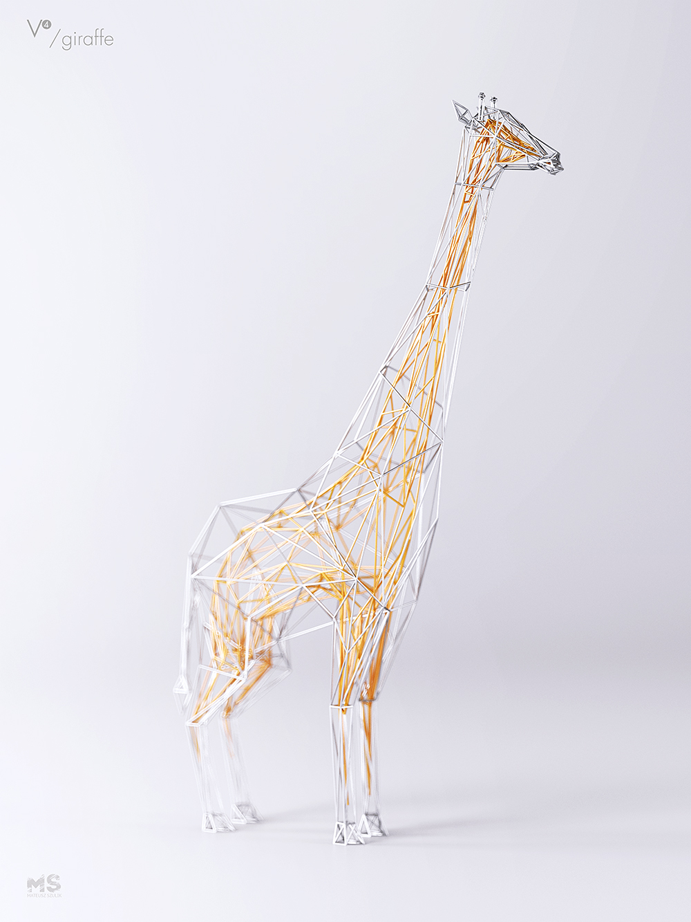 wire，Sculpture，gold and silver，line，animal，
