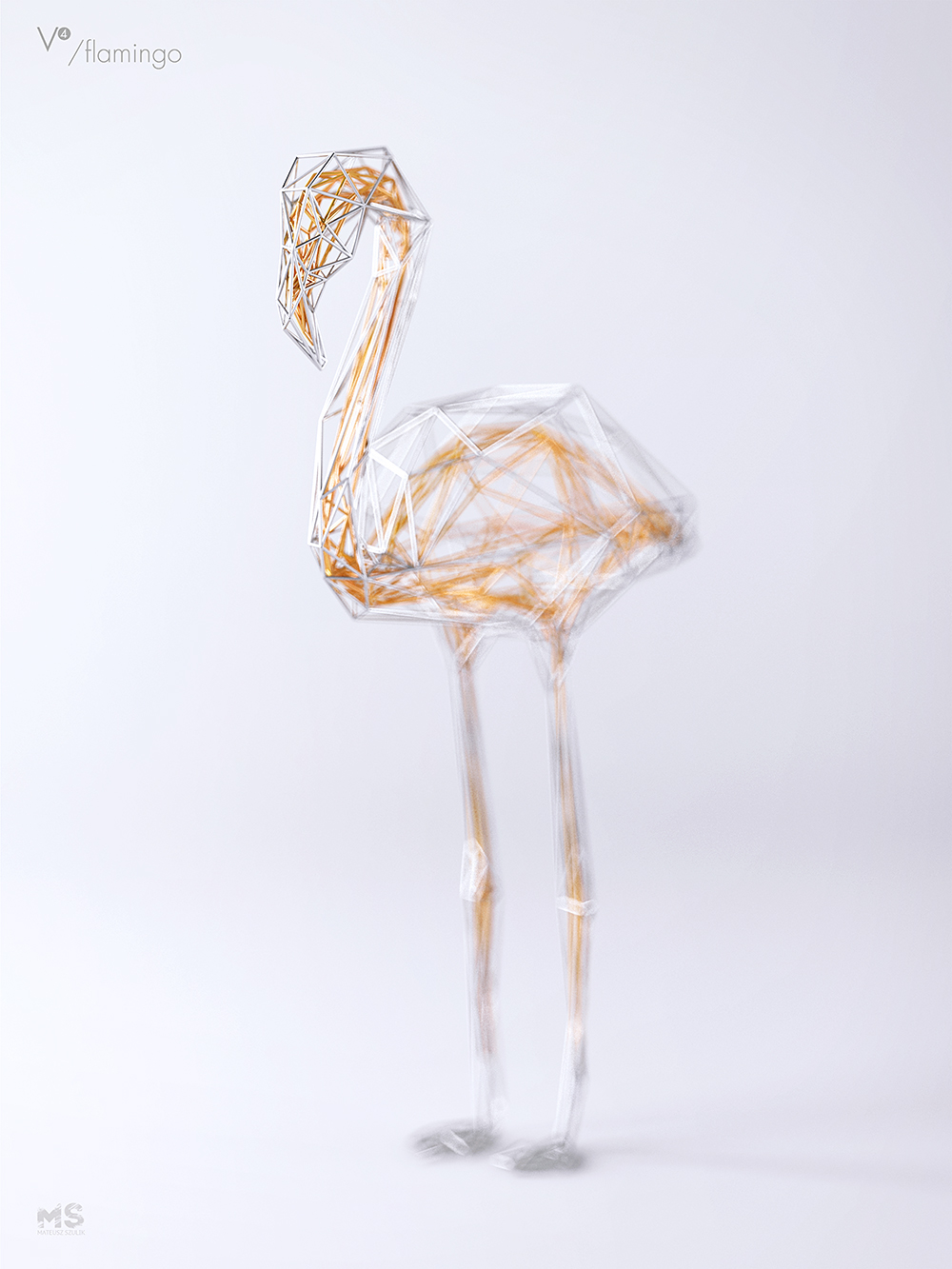 wire，Sculpture，gold and silver，line，animal，