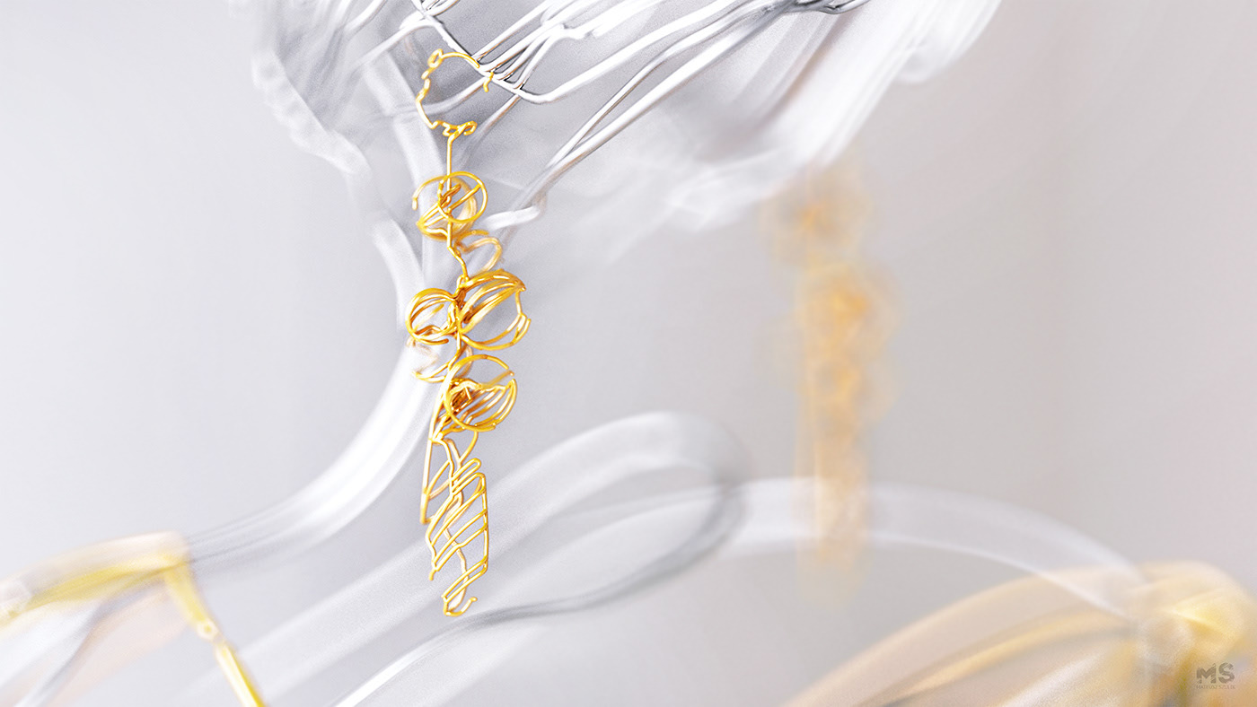 wire，Sculpture，gold and silver，line，animal，