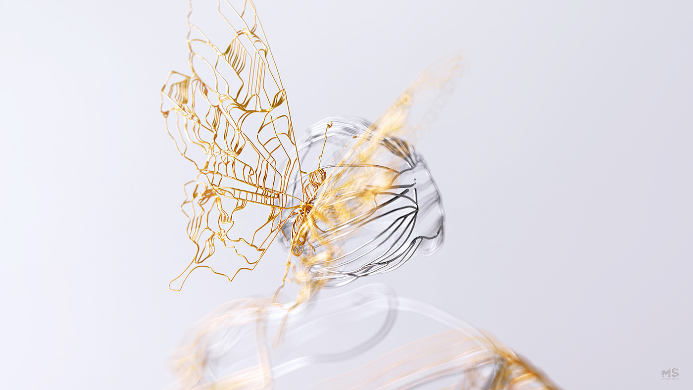 wire，Sculpture，gold and silver，line，animal，