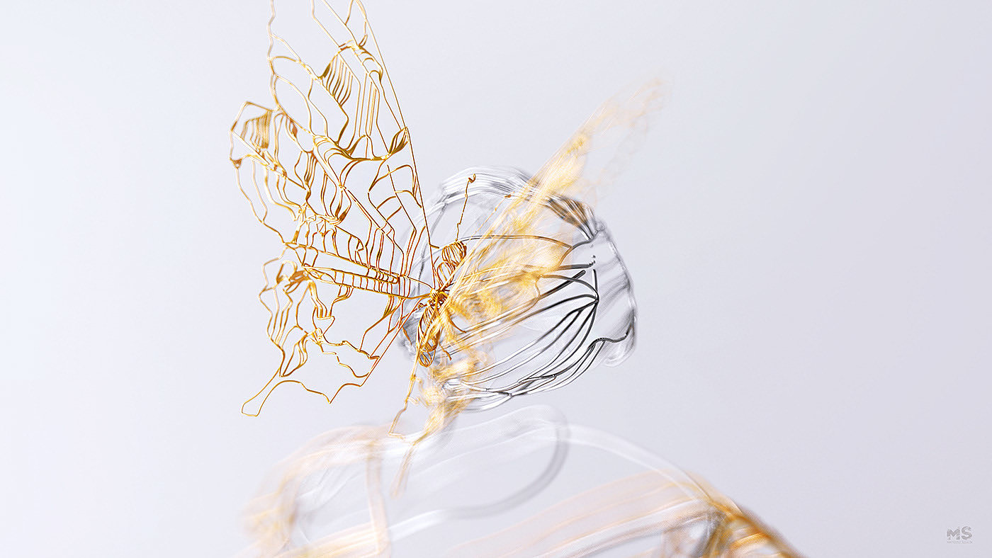 wire，Sculpture，gold and silver，line，animal，
