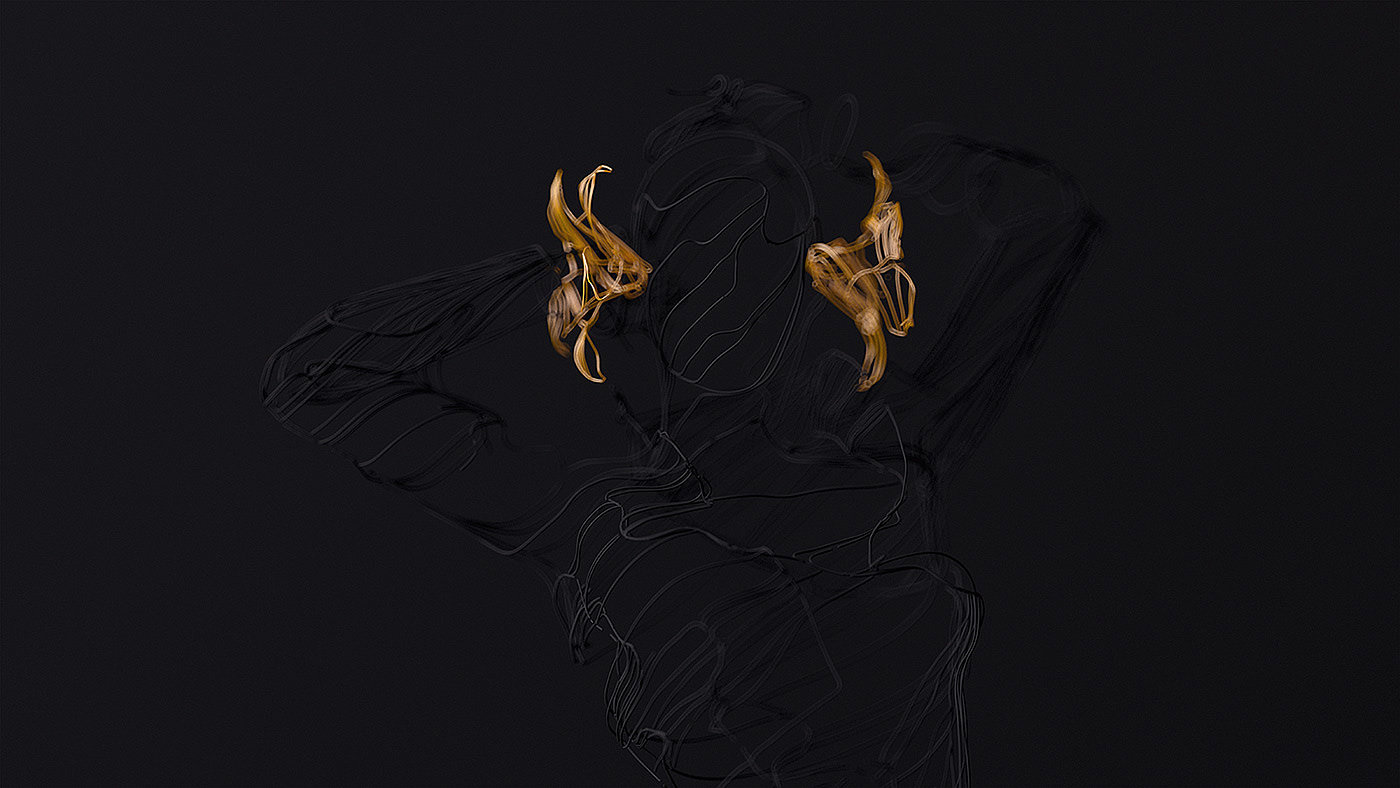 wire，Sculpture，gold and silver，line，animal，