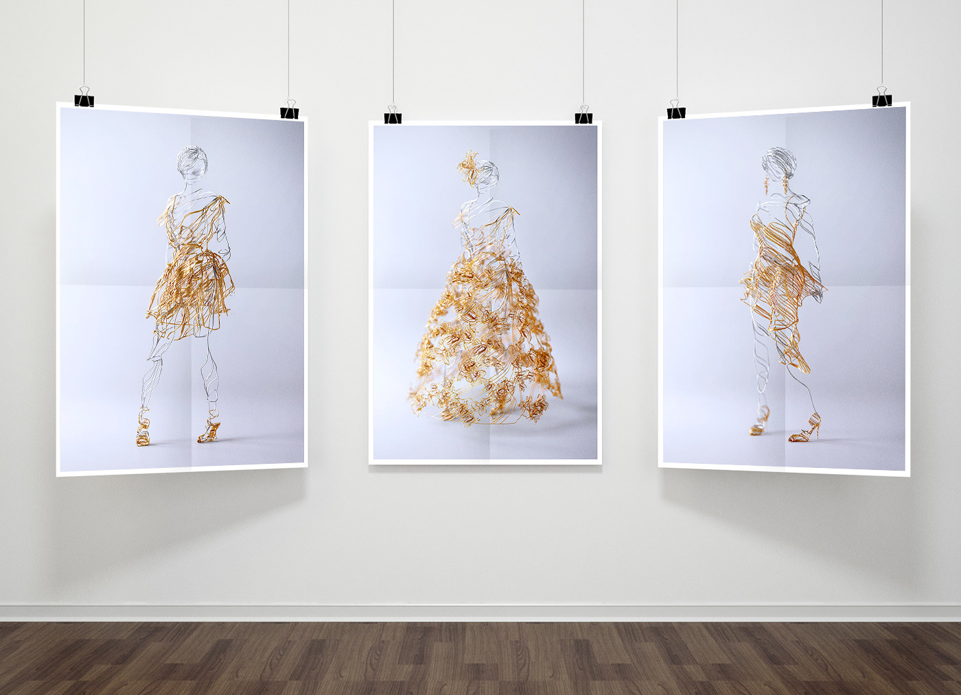 wire，Sculpture，gold and silver，line，animal，