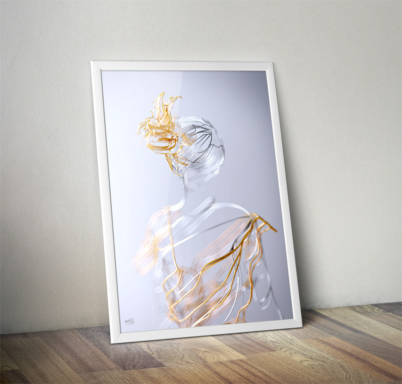 wire，Sculpture，gold and silver，line，animal，