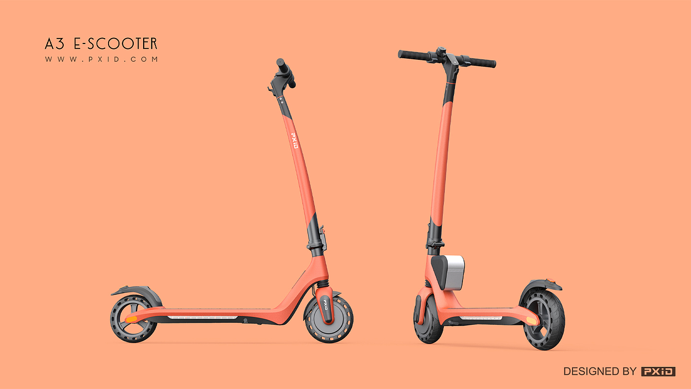 Design of electric scooter，Scooter design，Electric vehicle design，Motorcycle design，Design of transportation tools，Pxid product oriented industrial design，