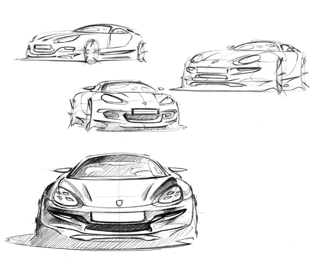 Hand drawn，design sketch，marker pen，Automobile design，