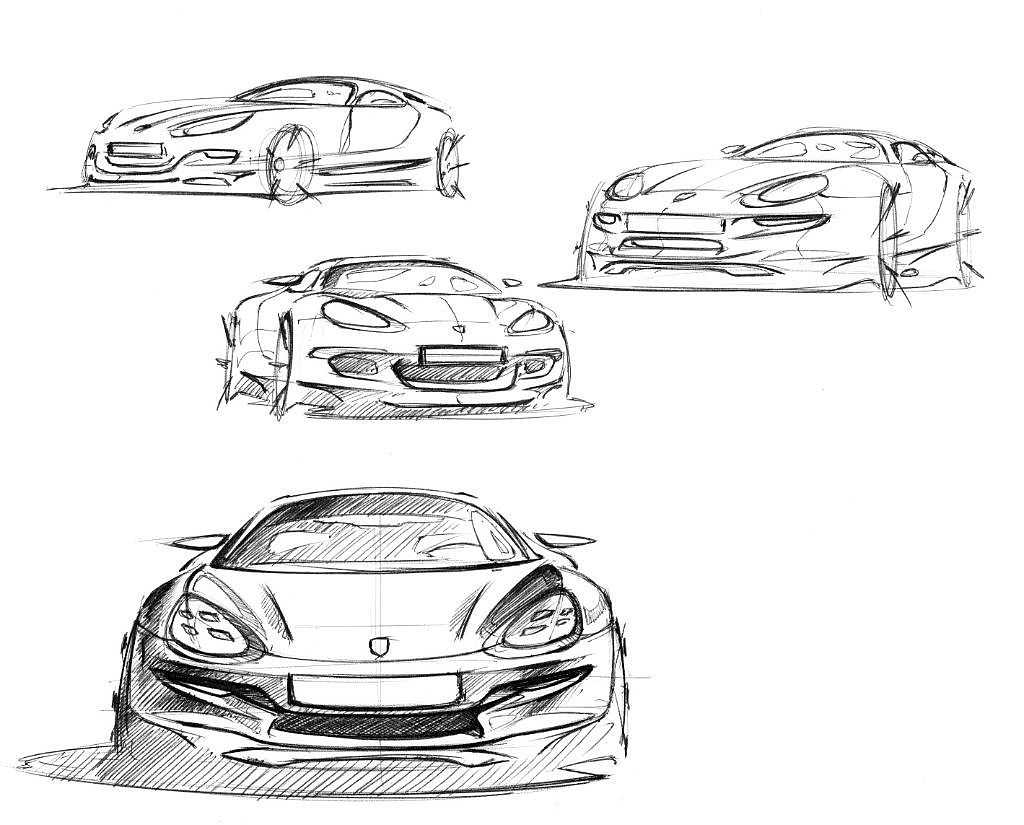 Hand drawn，design sketch，marker pen，Automobile design，