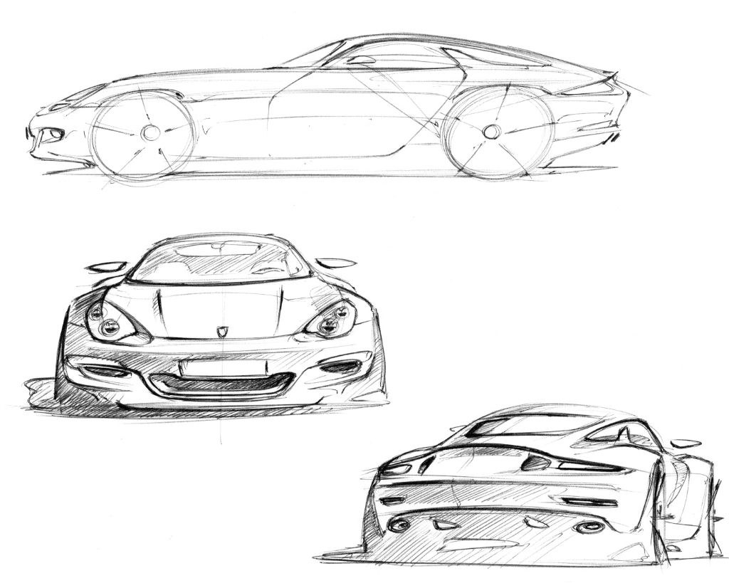 Hand drawn，design sketch，marker pen，Automobile design，