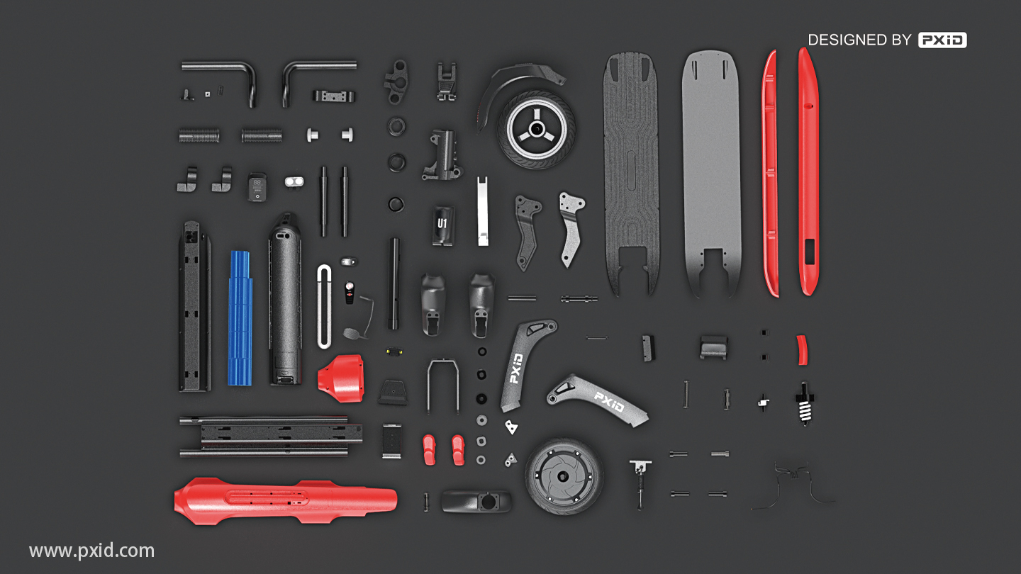 Pxid product oriented industrial design，Design of transportation tools，Electric motorcycle design，Electric bicycle design，Electric vehicle design，Design of electric scooter，Scooter design，