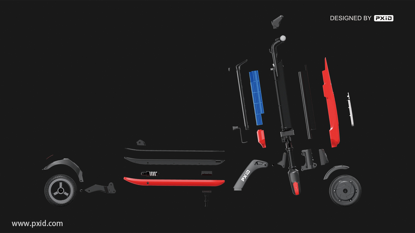 Pxid product oriented industrial design，Design of transportation tools，Electric motorcycle design，Electric bicycle design，Electric vehicle design，Design of electric scooter，Scooter design，