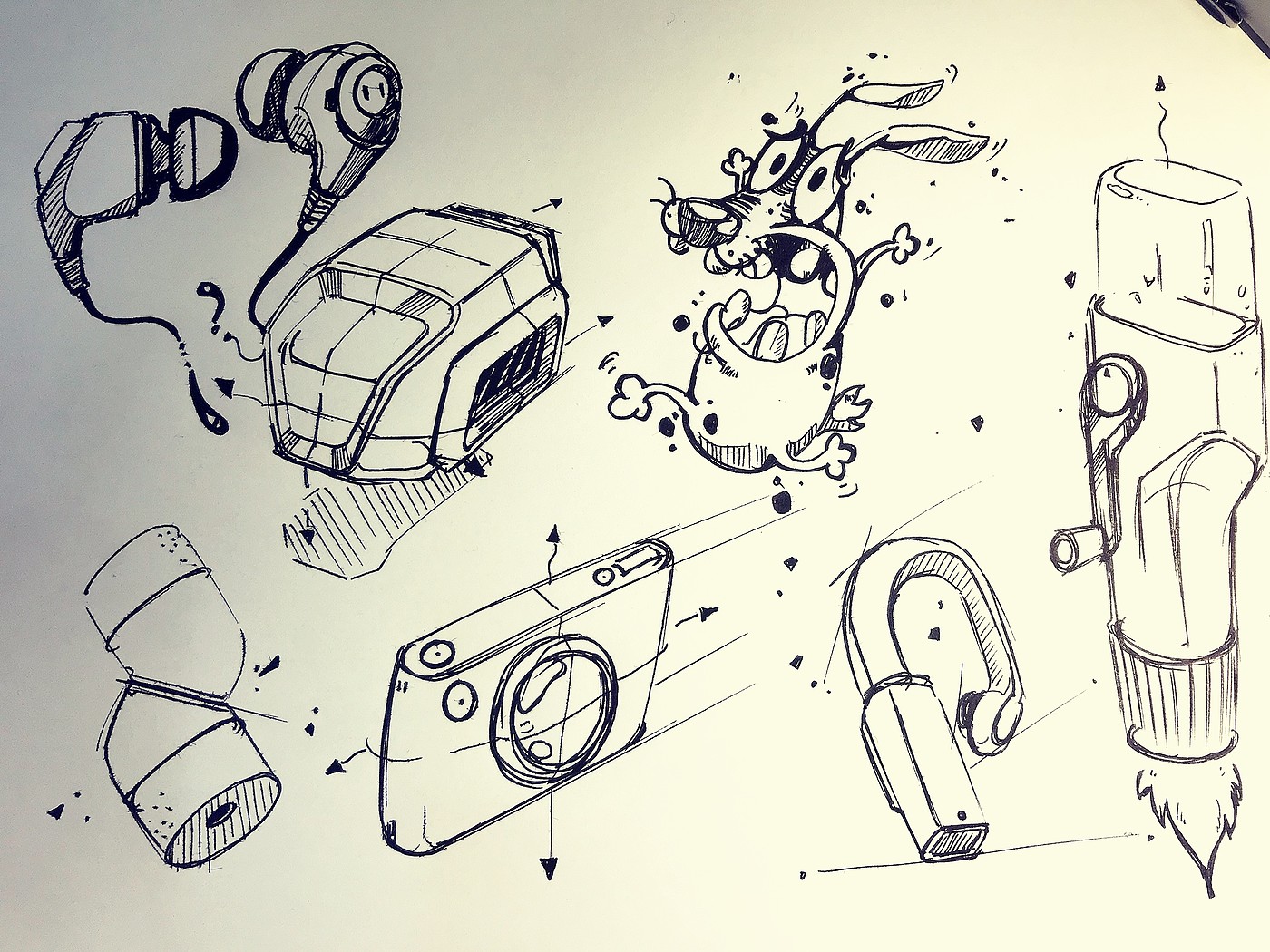 AI intelligent camera, artificial intelligence, hand drawn，