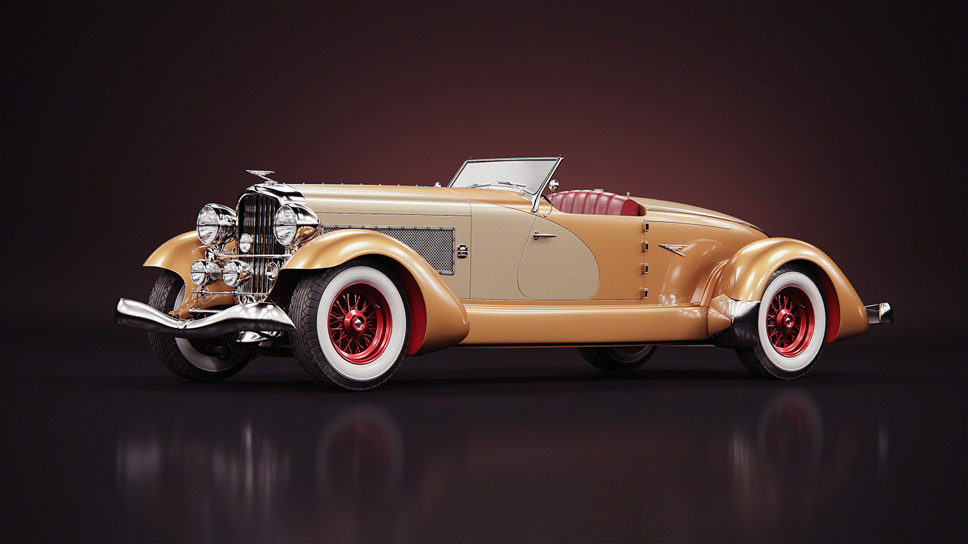 经典老爷车1933duesenbergsjspeedster的3d模型