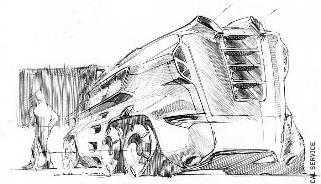 Hand drawn，design sketch，marker pen，Automobile design，