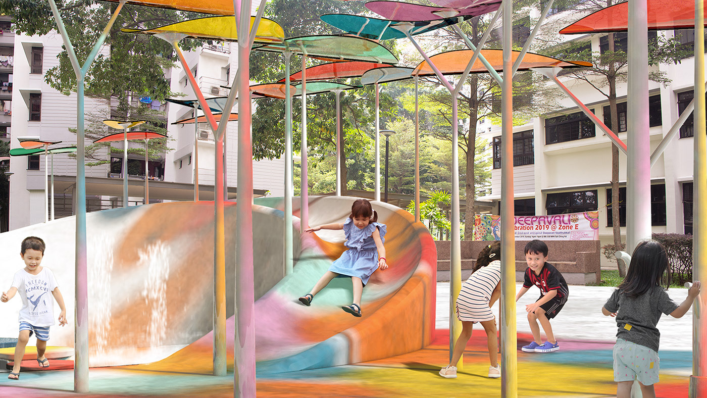 Amusement facilities，Colour splash，Valerie Tan，outdoors，entertainment，