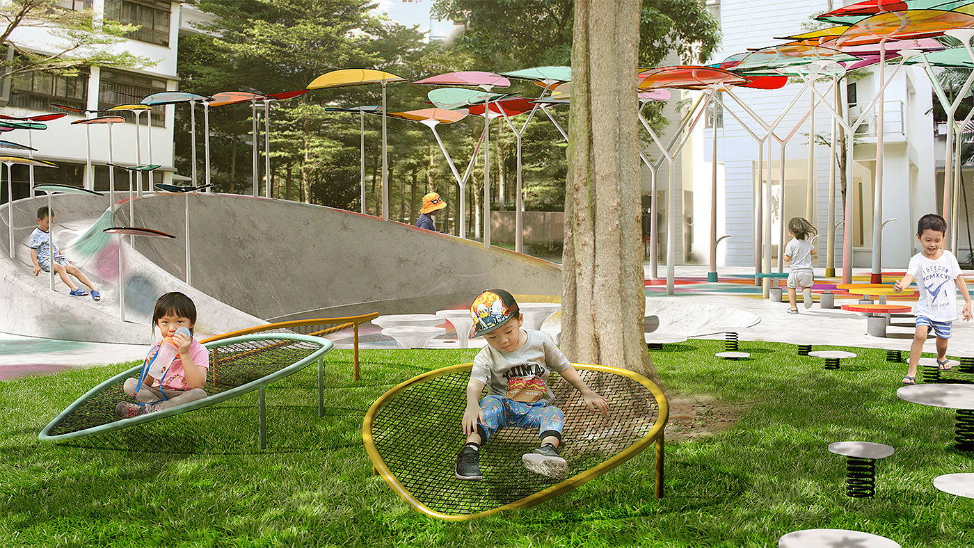 Amusement facilities，Colour splash，Valerie Tan，outdoors，entertainment，