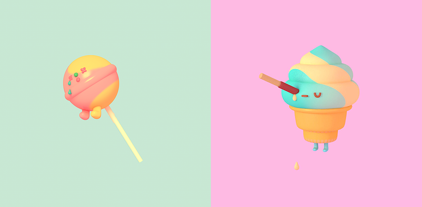 Role design，c4d，food，Cartoon，lovely，