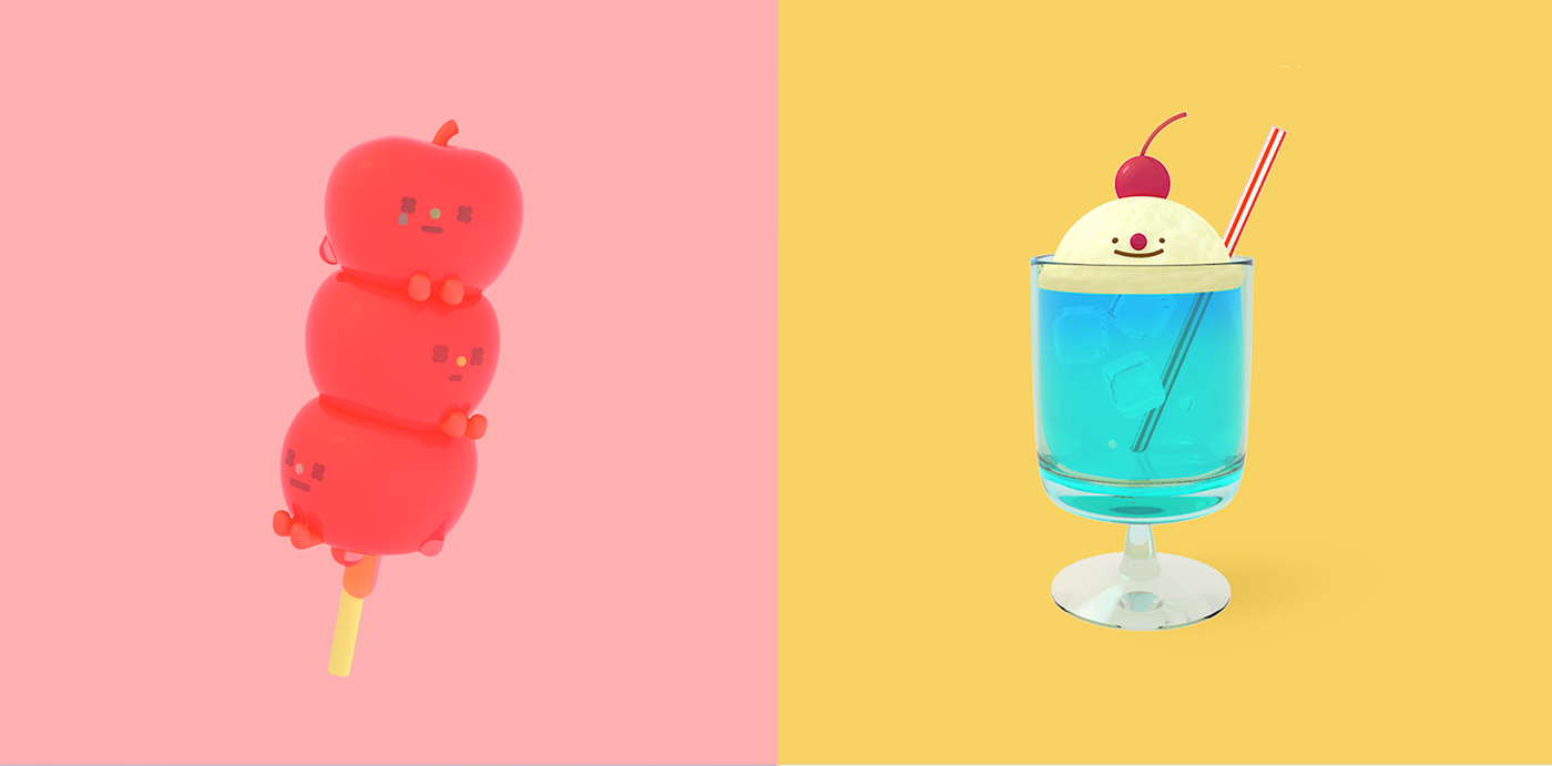 Role design，c4d，food，Cartoon，lovely，