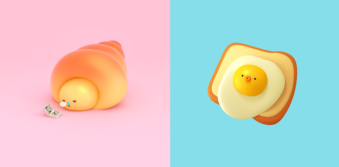Role design，c4d，food，Cartoon，lovely，