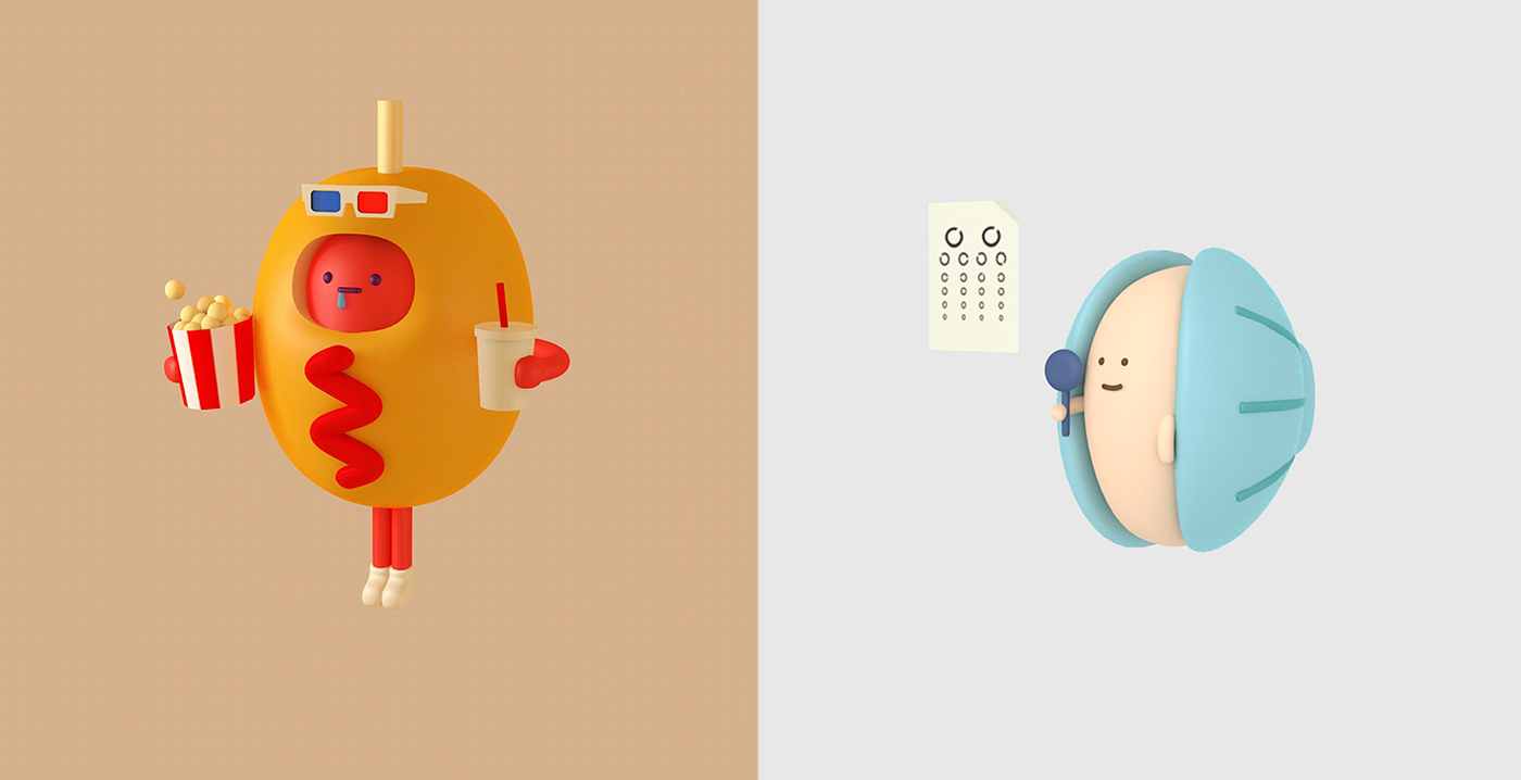 Role design，c4d，food，Cartoon，lovely，