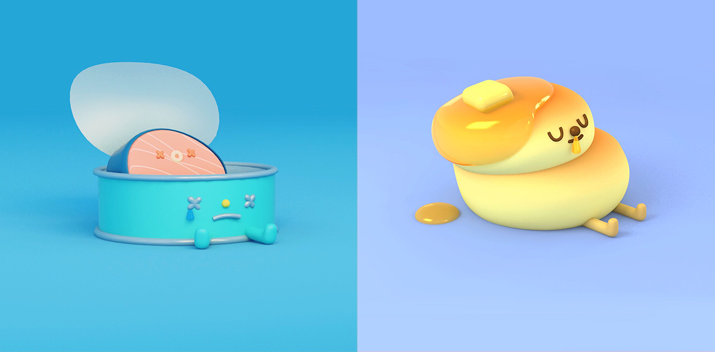 Role design，c4d，food，Cartoon，lovely，