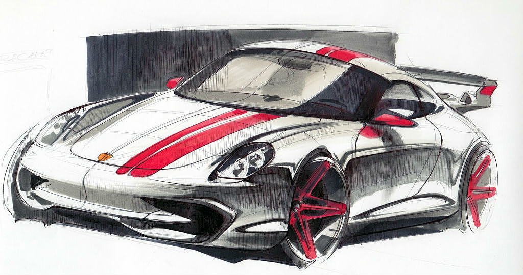 Hand drawn，design sketch，marker pen，Automobile design，