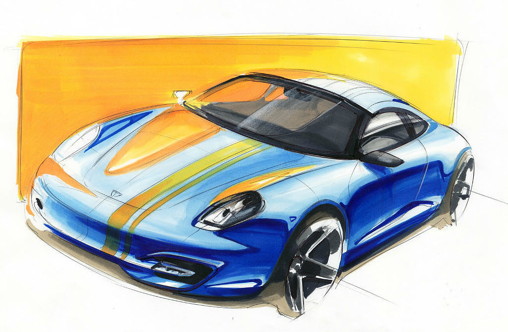 Hand drawn，design sketch，marker pen，Automobile design，