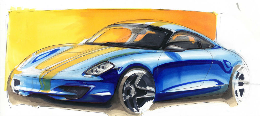 Hand drawn，design sketch，marker pen，Automobile design，