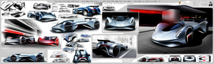 Automobile design，Concept Car，Hand drawn，design sketch，Display Board，