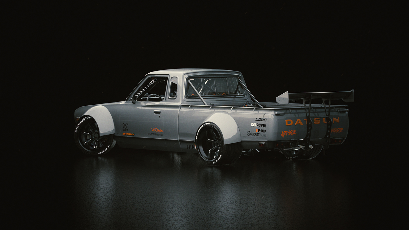 silver，Mini truck，Datsun 77，Automobile design，