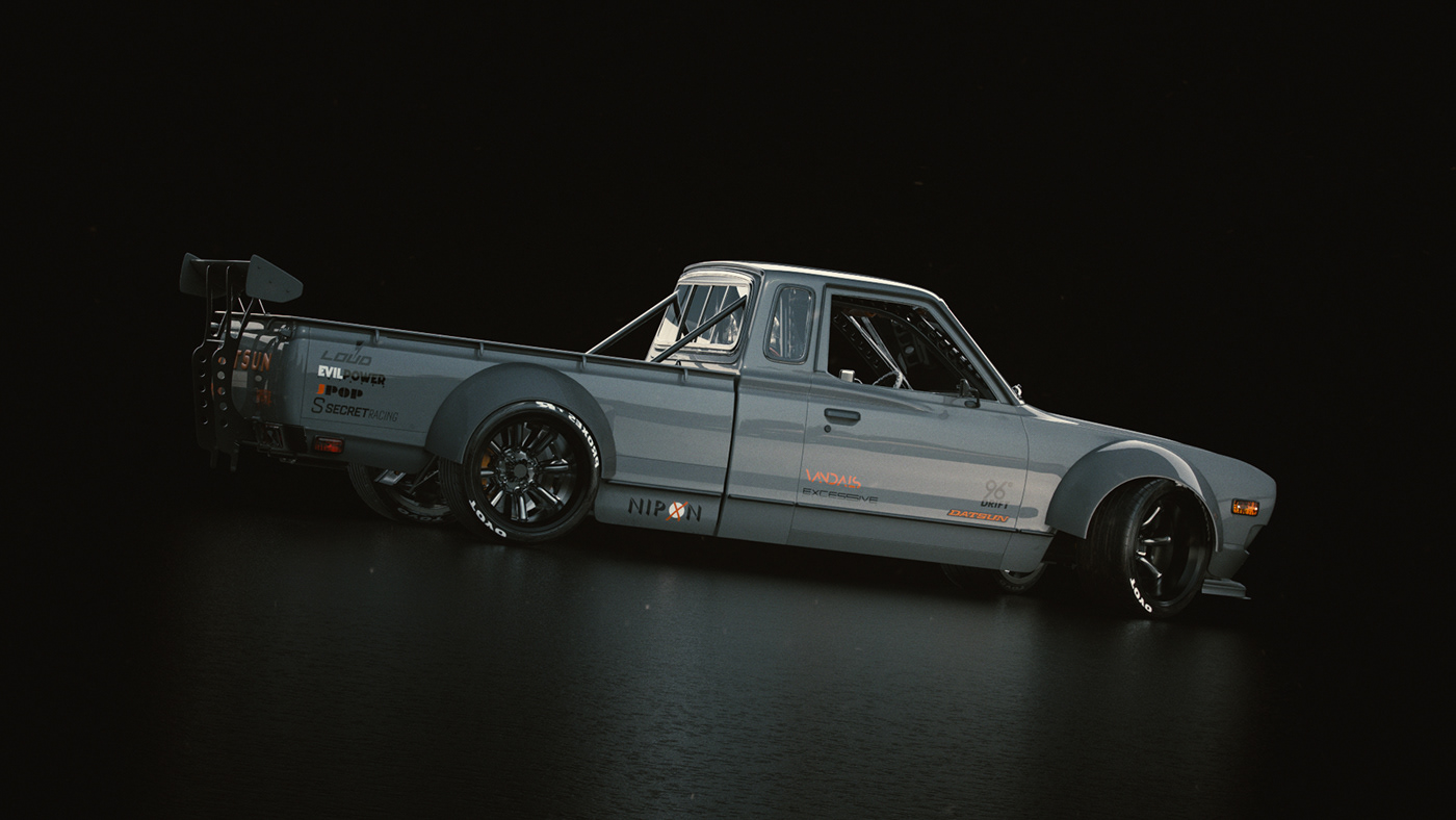 silver，Mini truck，Datsun 77，Automobile design，