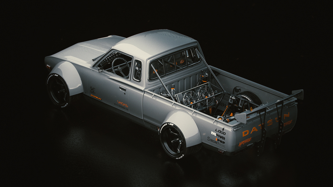 silver，Mini truck，Datsun 77，Automobile design，