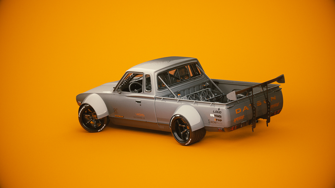 silver，Mini truck，Datsun 77，Automobile design，