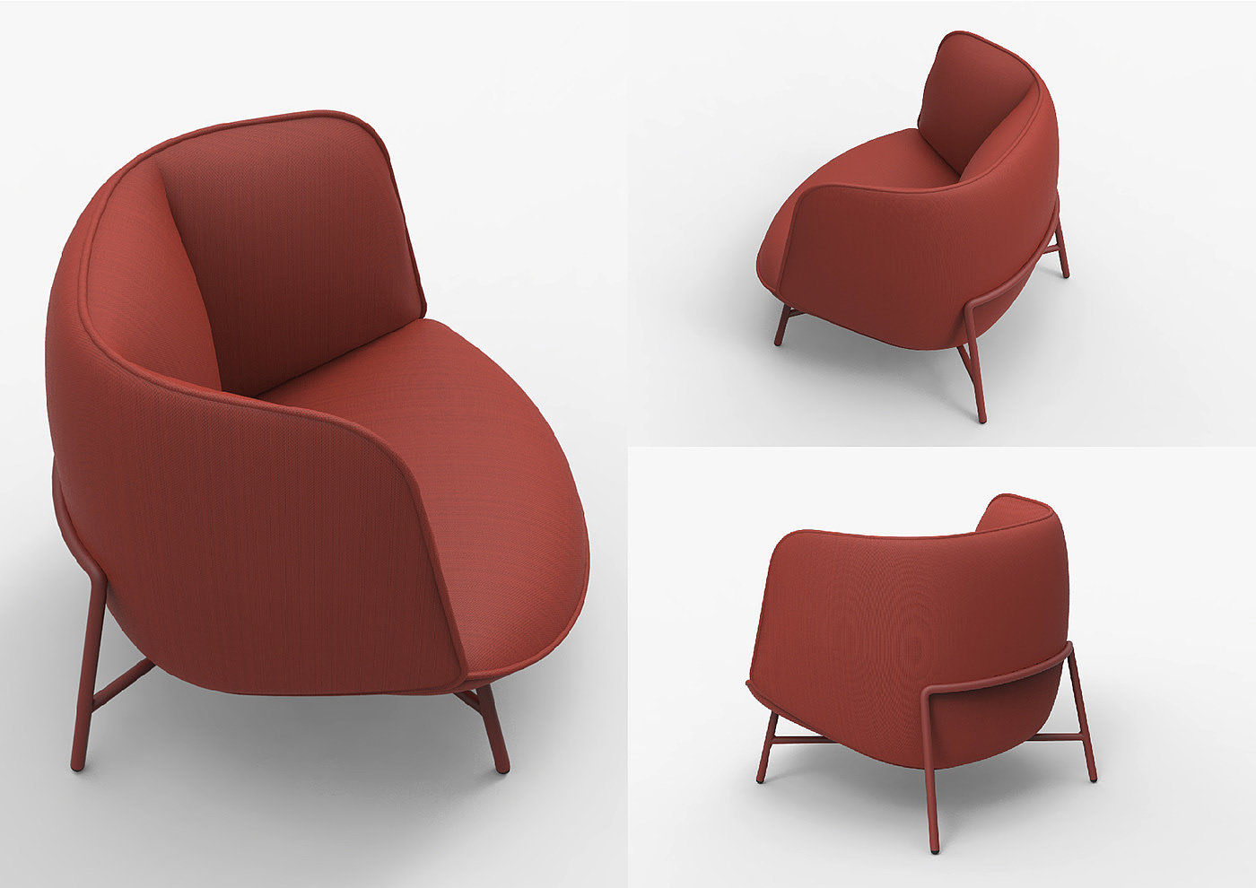 Lunar form，grey，gules，chair，Italian Moon chair，