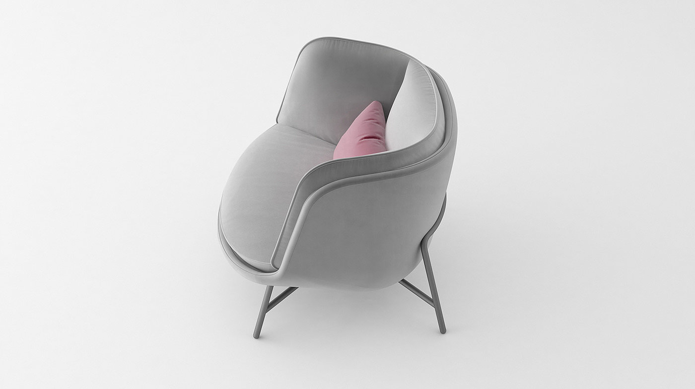 Lunar form，grey，gules，chair，Italian Moon chair，