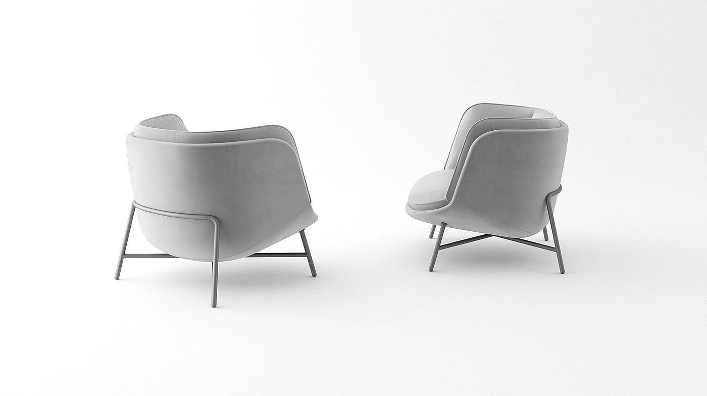 Lunar form，grey，gules，chair，Italian Moon chair，