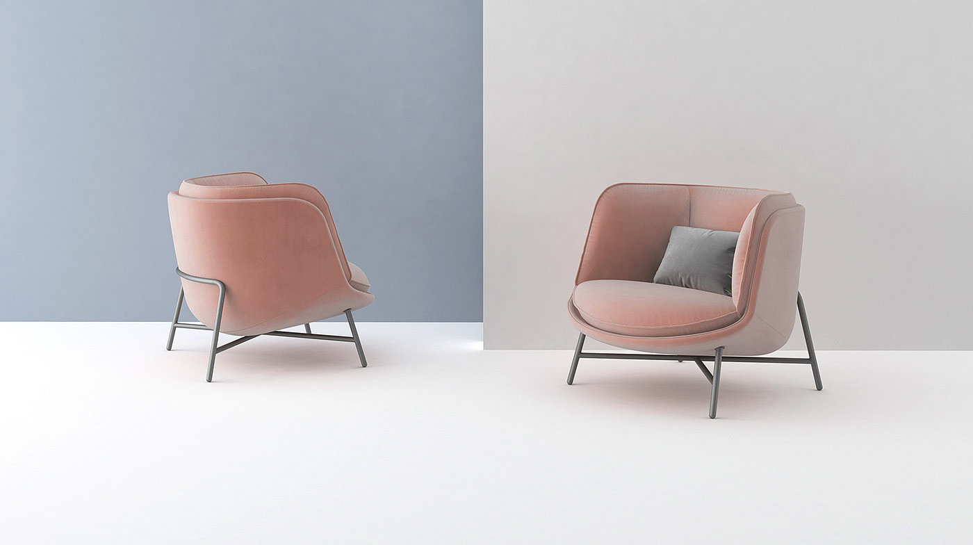 Lunar form，grey，gules，chair，Italian Moon chair，