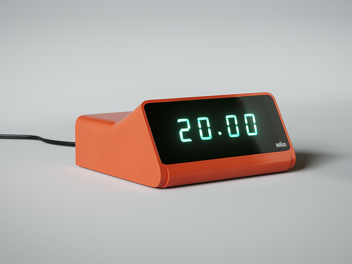 Retro，3D model，alarm clock，Braun DN40，Philip Moreton，time，